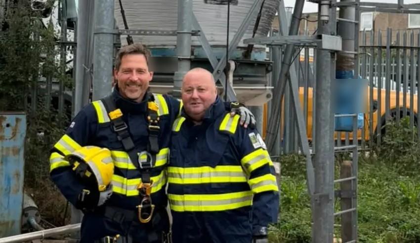 Andy Hill and Chris Tracey, QRF founders, in rescue kit on site.